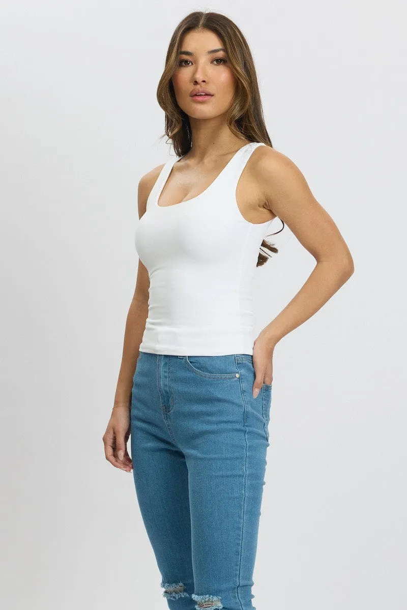 White Supersoft Top U Neck Sleeveless sold by Ally Fashion product image thumbnail 4