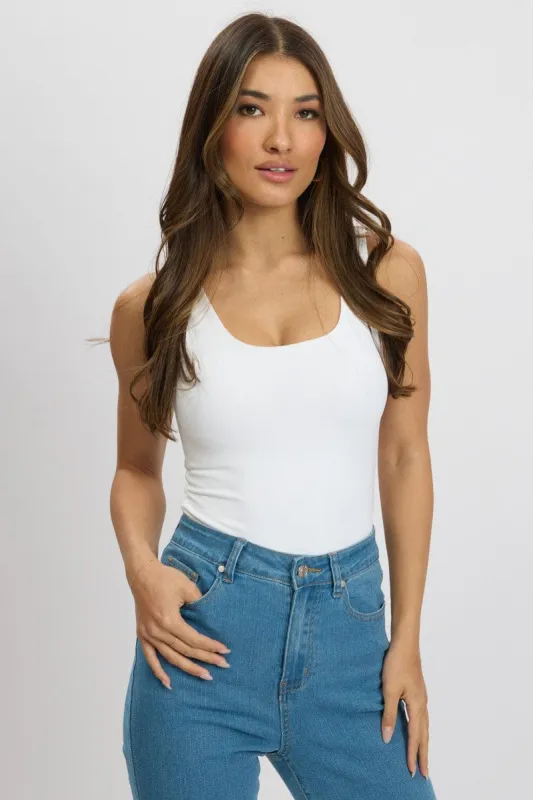 White Supersoft Top U Neck Sleeveless sold by Ally Fashion