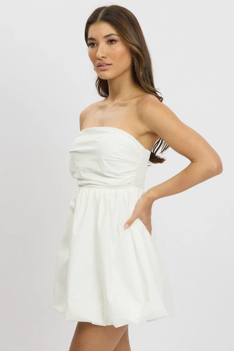 White Bubble Mini Dress Strapless sold by Ally Fashion product image thumbnail 4