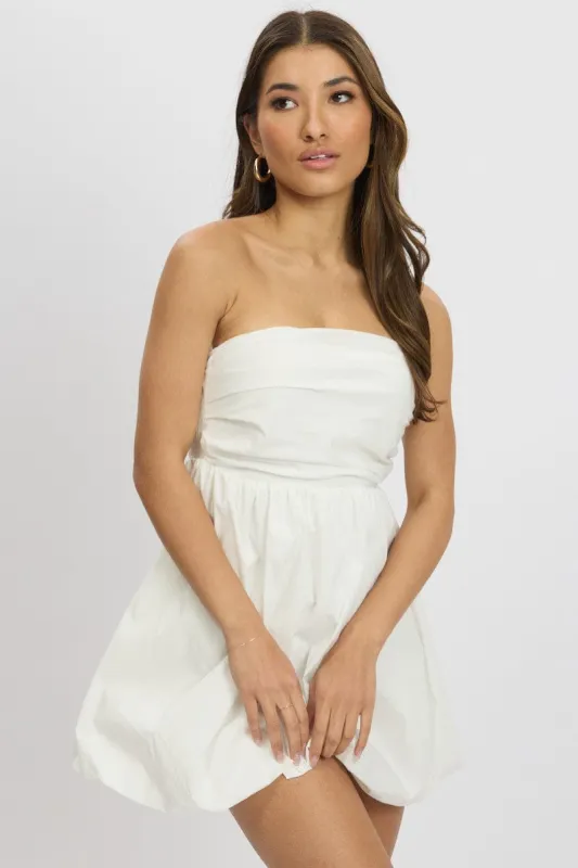 White Bubble Mini Dress Strapless sold by Ally Fashion