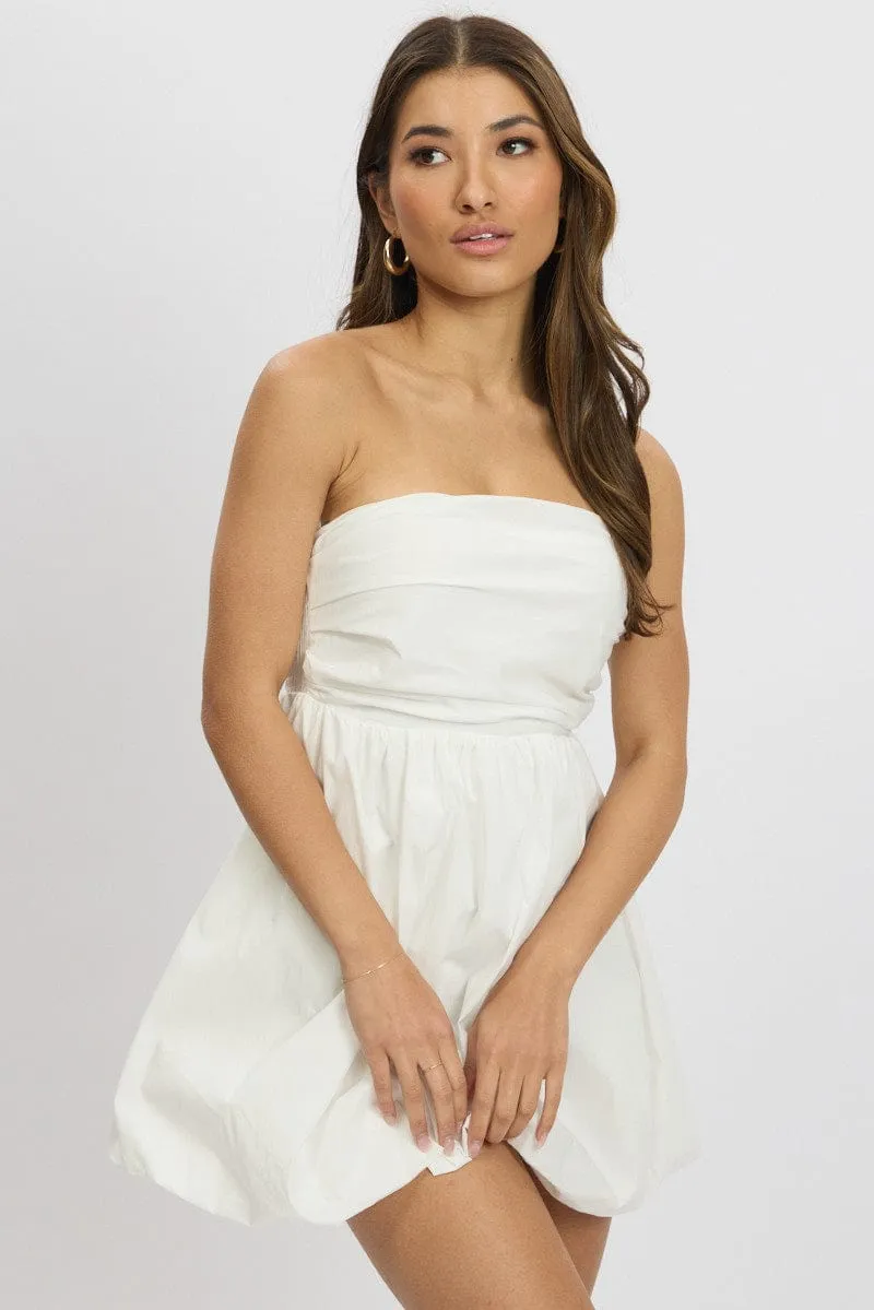 White Bubble Mini Dress Strapless sold by Ally Fashion