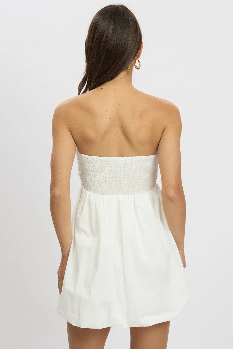White Bubble Mini Dress Strapless sold by Ally Fashion product image thumbnail 5