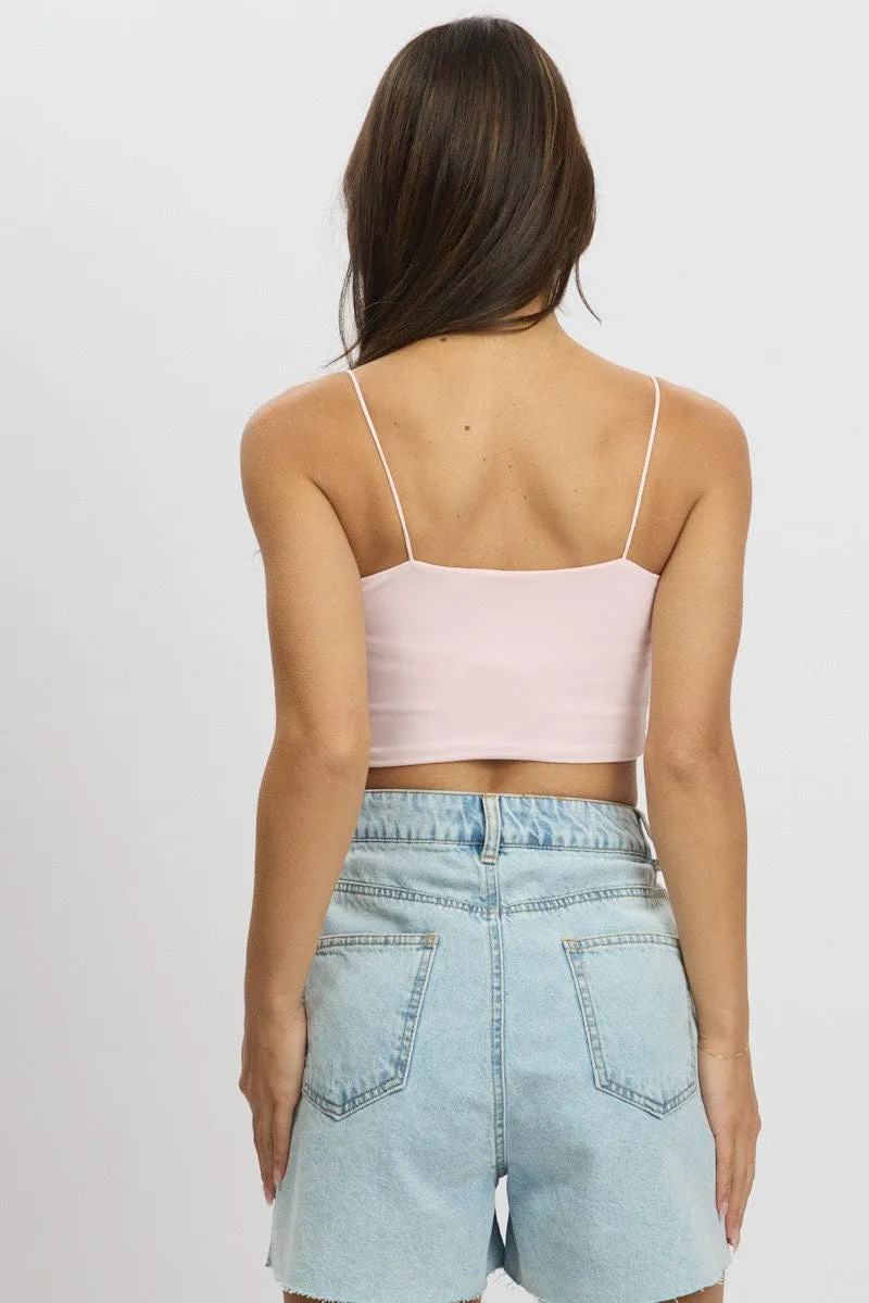 Pink Cropped Cami Top Supersoft sold by Ally Fashion product image thumbnail 5