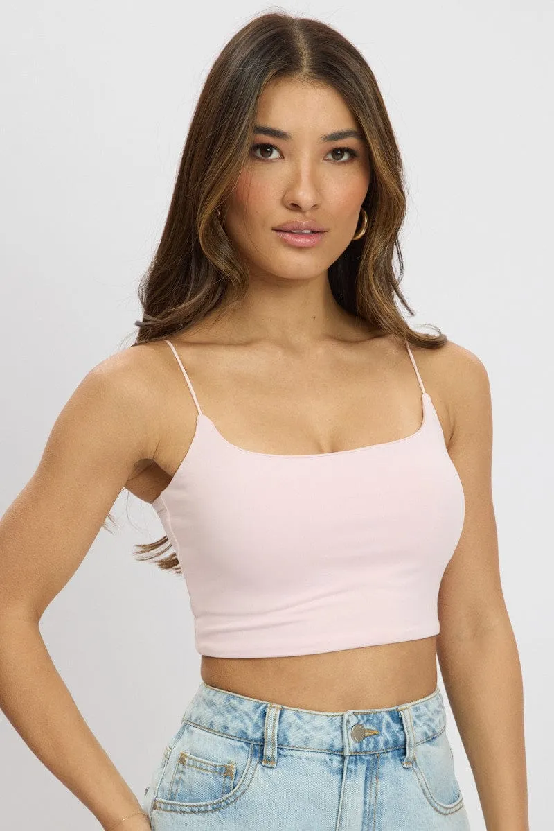 Pink Cropped Cami Top Supersoft sold by Ally Fashion product image thumbnail 3
