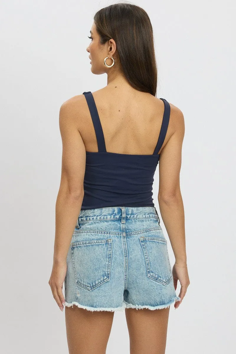 Blue Tank Top V Neck Supersoft sold by Ally Fashion product image thumbnail 5