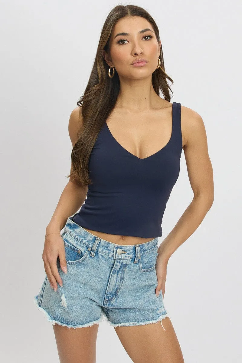 Blue Tank Top V Neck Supersoft sold by Ally Fashion product image thumbnail 3