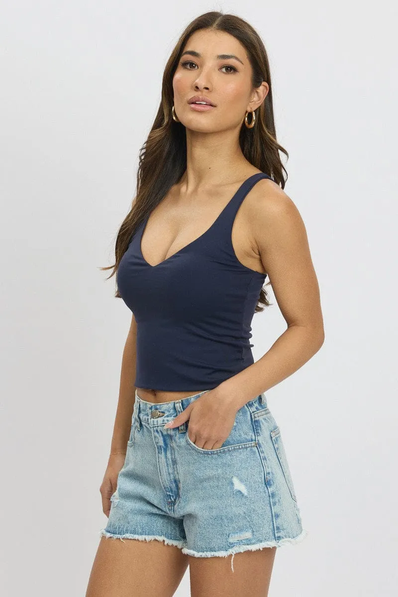 Blue Tank Top V Neck Supersoft sold by Ally Fashion product image thumbnail 4