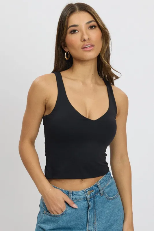 Black Tank Top V Neck Supersoft sold by Ally Fashion