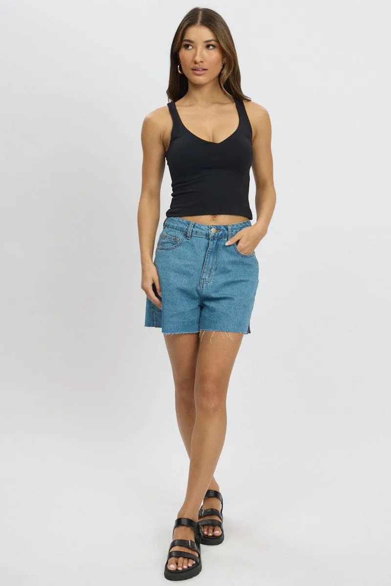 Black Tank Top V Neck Supersoft sold by Ally Fashion product image thumbnail 2