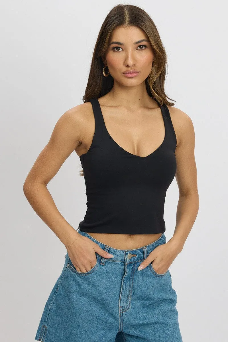 Black Tank Top V Neck Supersoft sold by Ally Fashion product image thumbnail 3