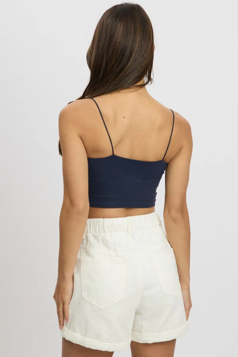 Blue Cropped Cami Top Supersoft sold by Ally Fashion product image thumbnail 5