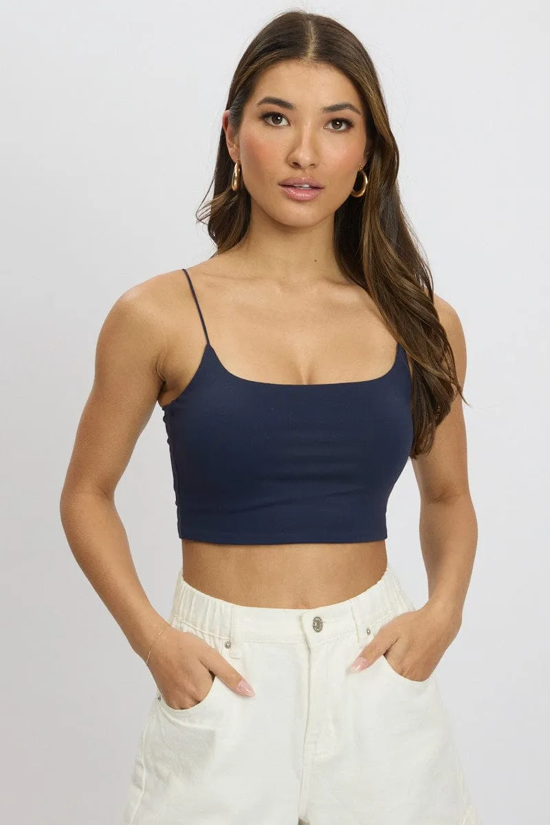Blue Cropped Cami Top Supersoft sold by Ally Fashion product image thumbnail 3