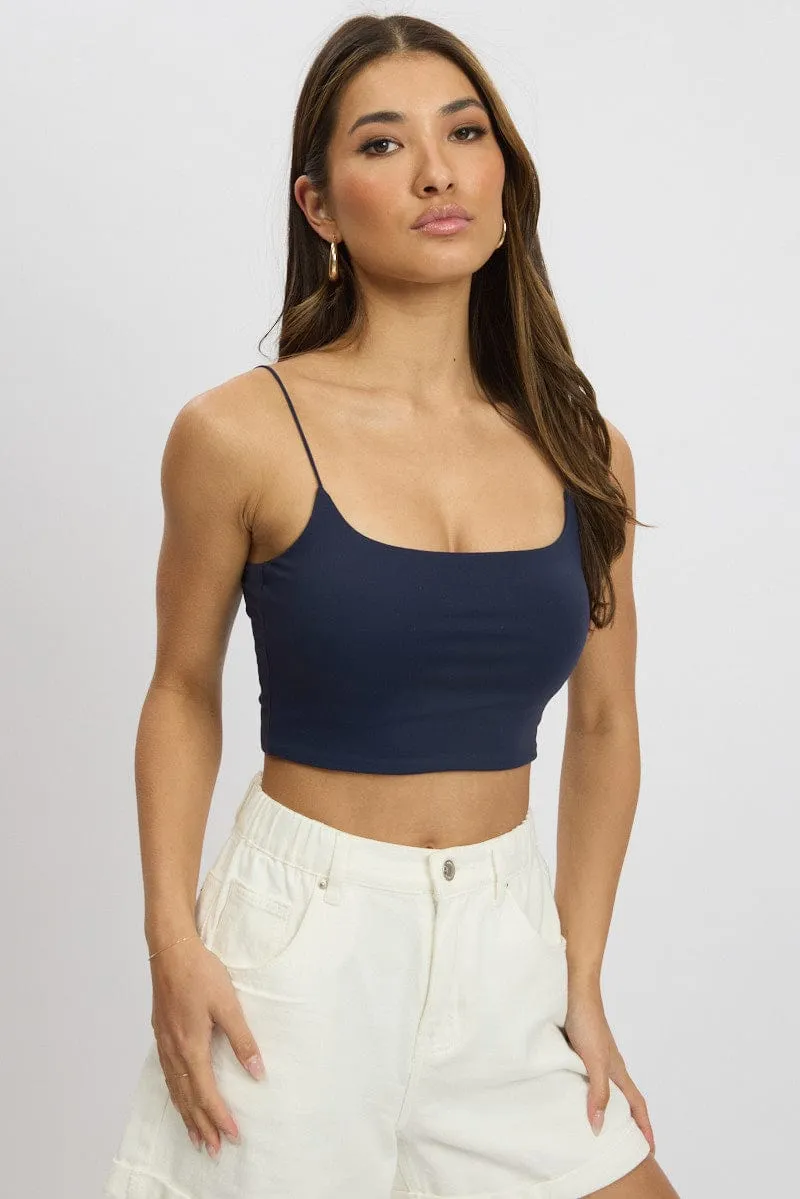 Blue Cropped Cami Top Supersoft sold by Ally Fashion