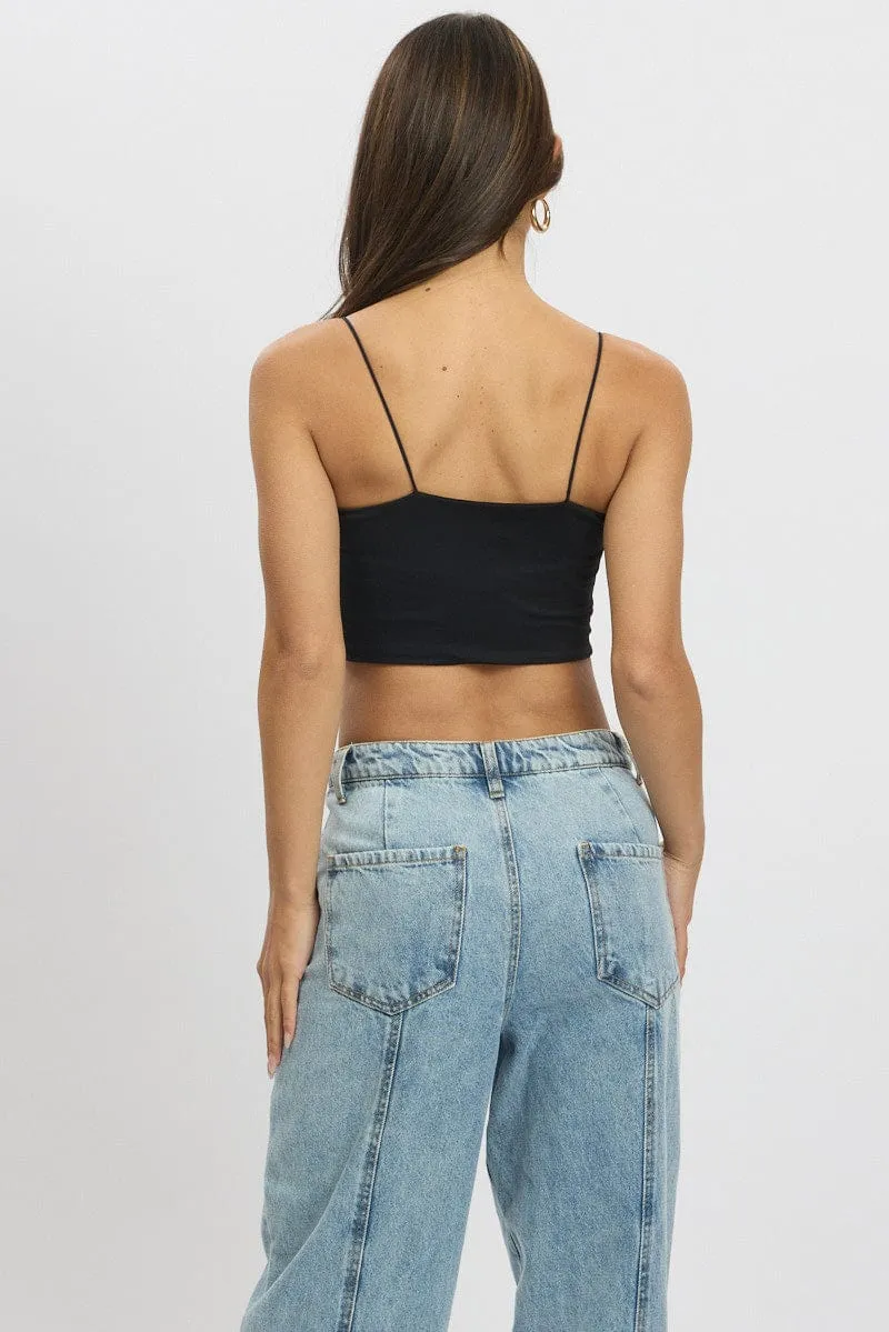 Black Cropped Cami Top Supersoft sold by Ally Fashion product image thumbnail 5