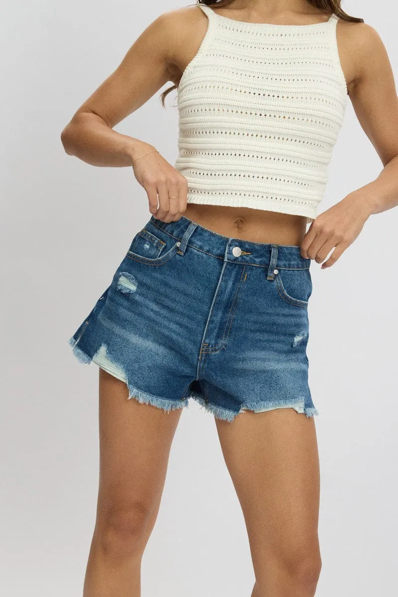 Denim Ripped Denim Short Mid Rise sold by Ally Fashion