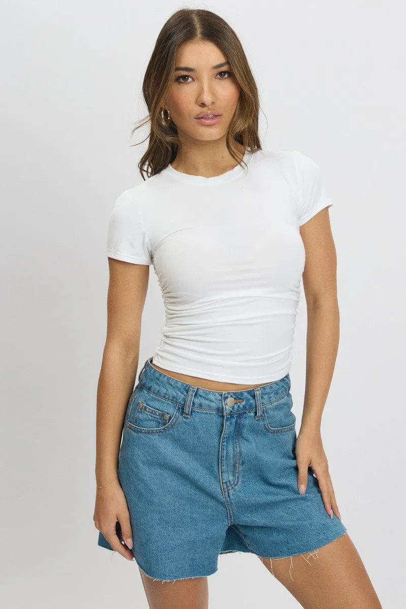 White T Shirt Short Sleeve Crew Neck Modal sold by Ally Fashion product image thumbnail 3