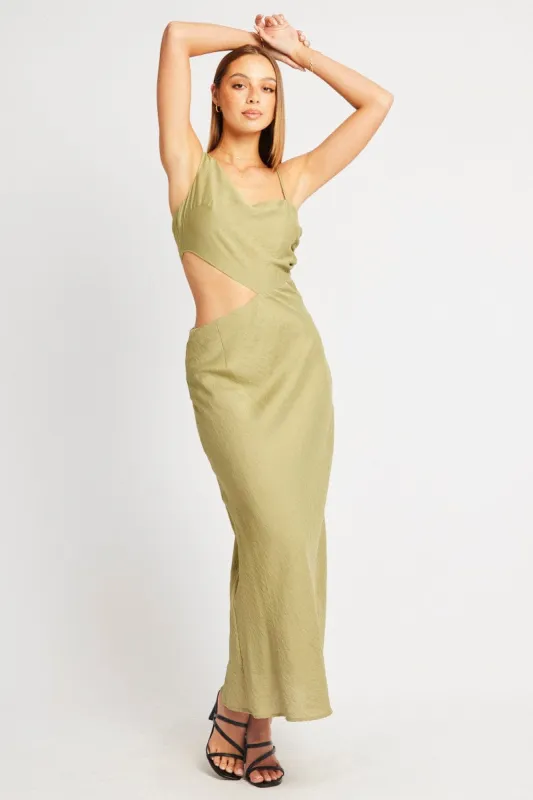 Green Maxi Dress Cut Out Detail sold by Ally Fashion