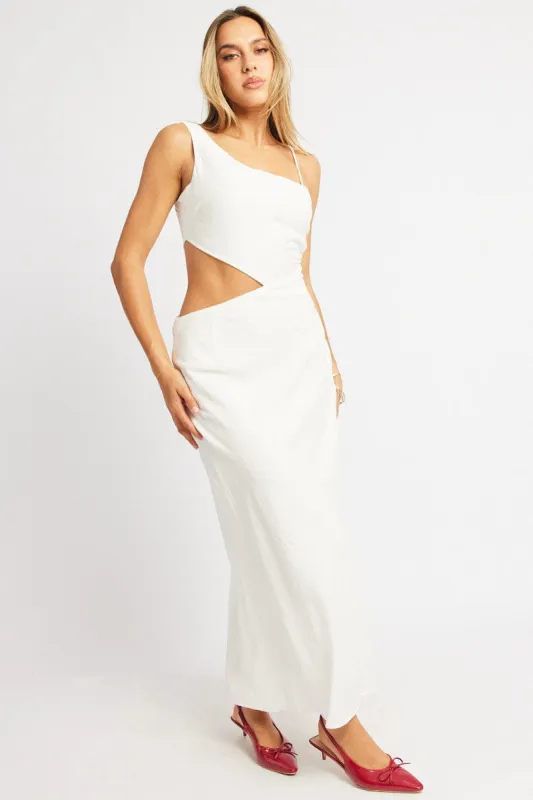 White Maxi Dress Cut Out Detail sold by Ally Fashion