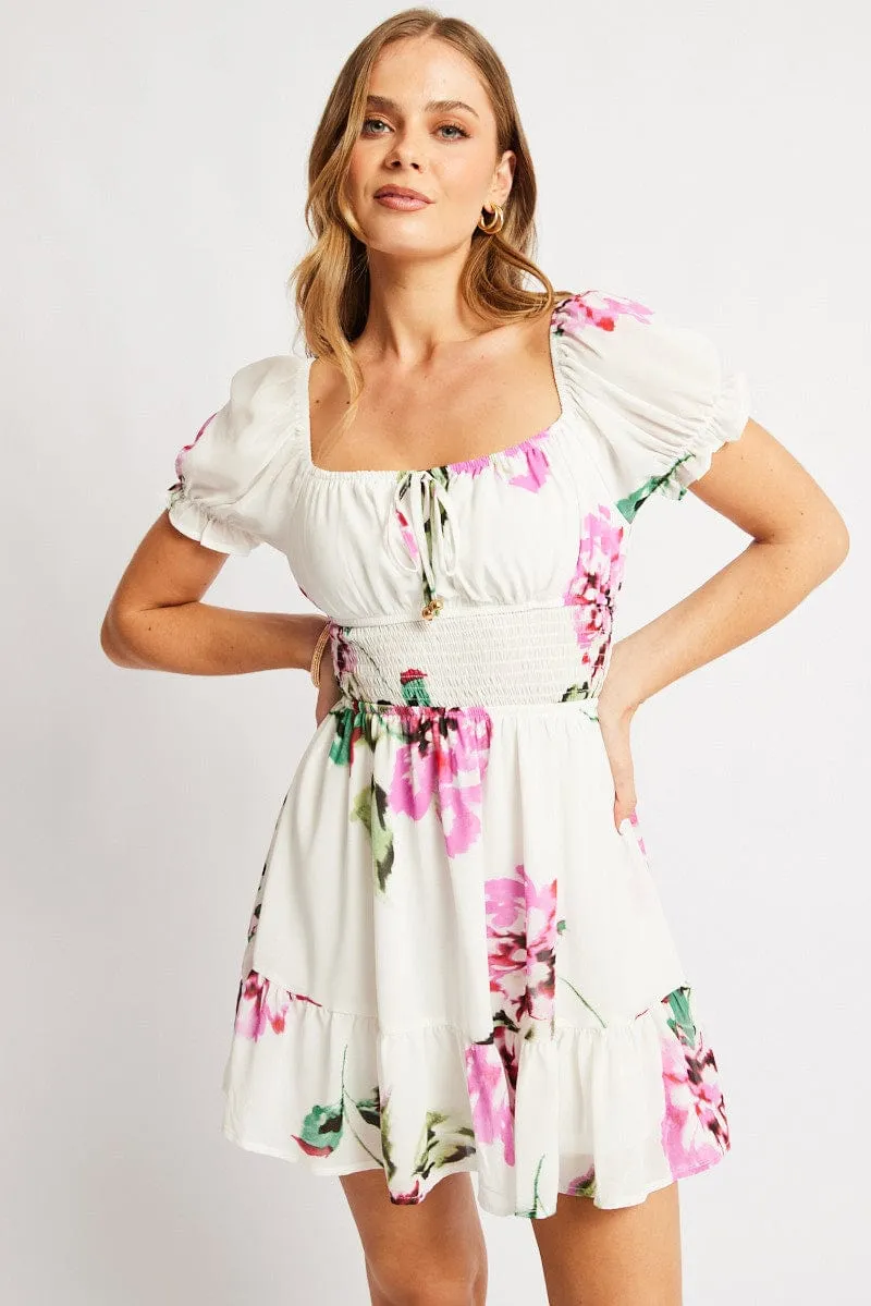 Purple Floral Fit And Flare Dress Mini sold by Ally Fashion product image thumbnail 3