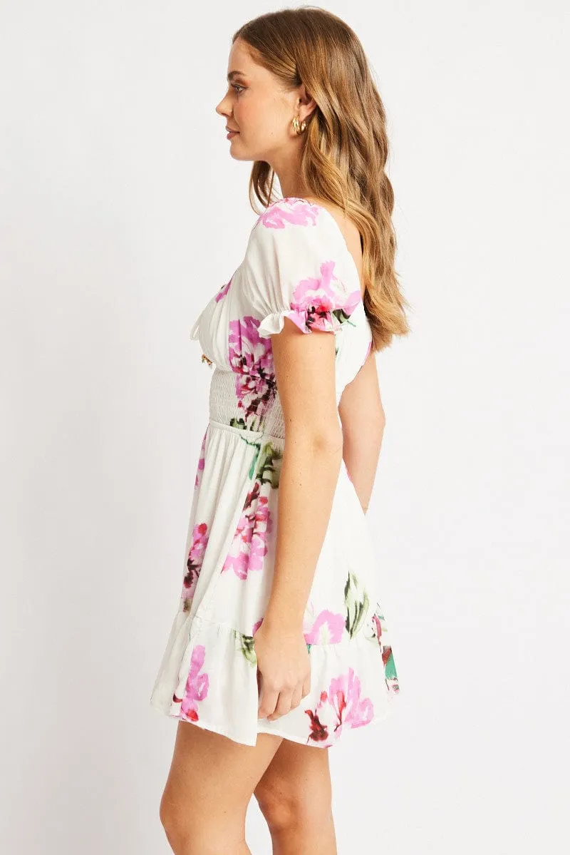 Purple Floral Fit And Flare Dress Mini sold by Ally Fashion product image thumbnail 4