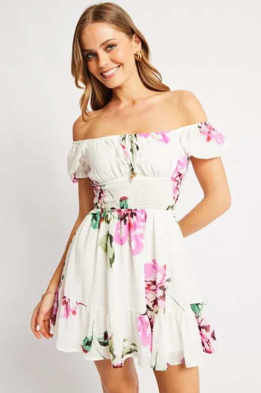 Purple Floral Fit And Flare Dress Mini sold by Ally Fashion