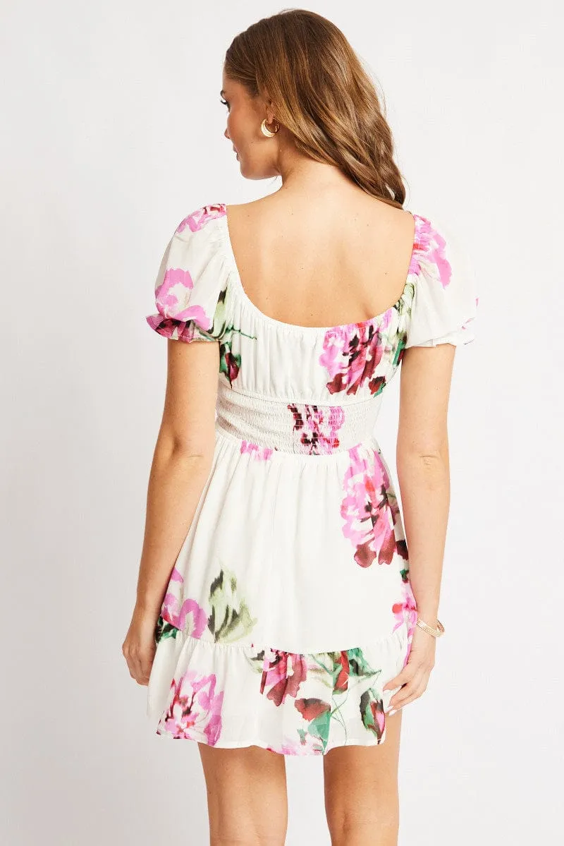 Purple Floral Fit And Flare Dress Mini sold by Ally Fashion product image thumbnail 5