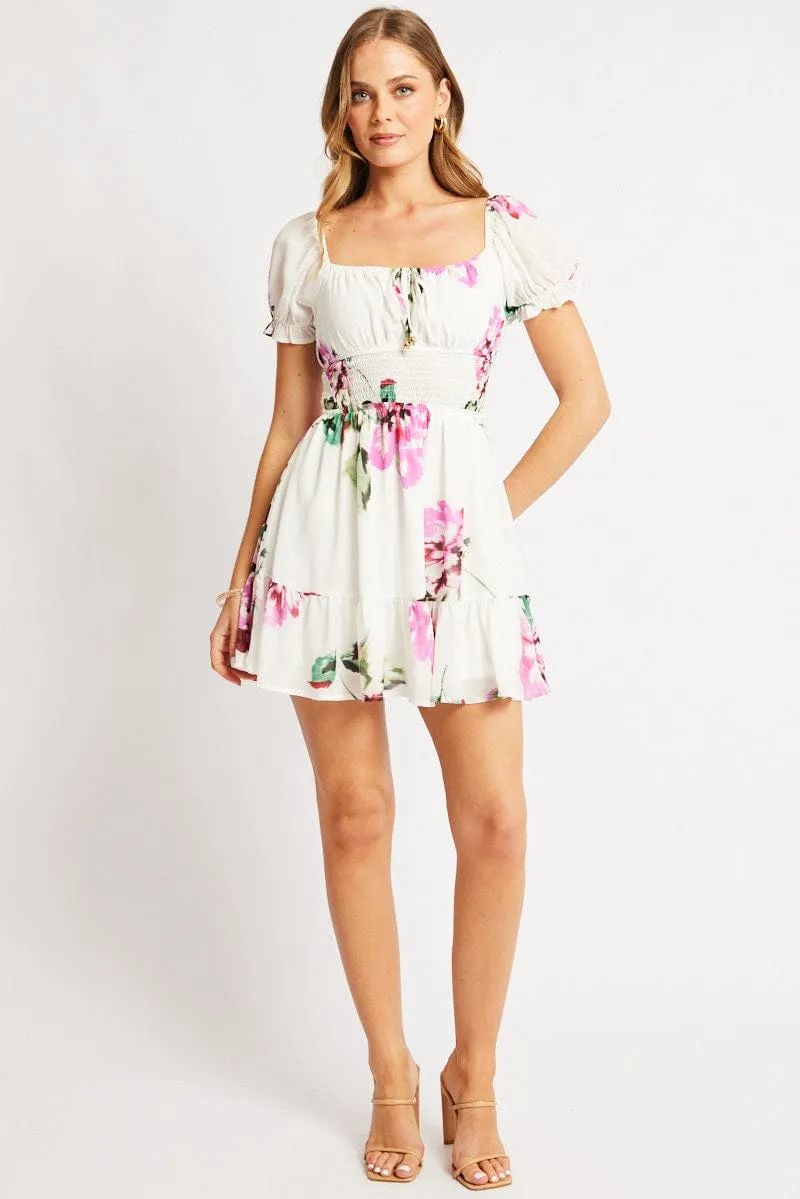 Purple Floral Fit And Flare Dress Mini sold by Ally Fashion product image thumbnail 2