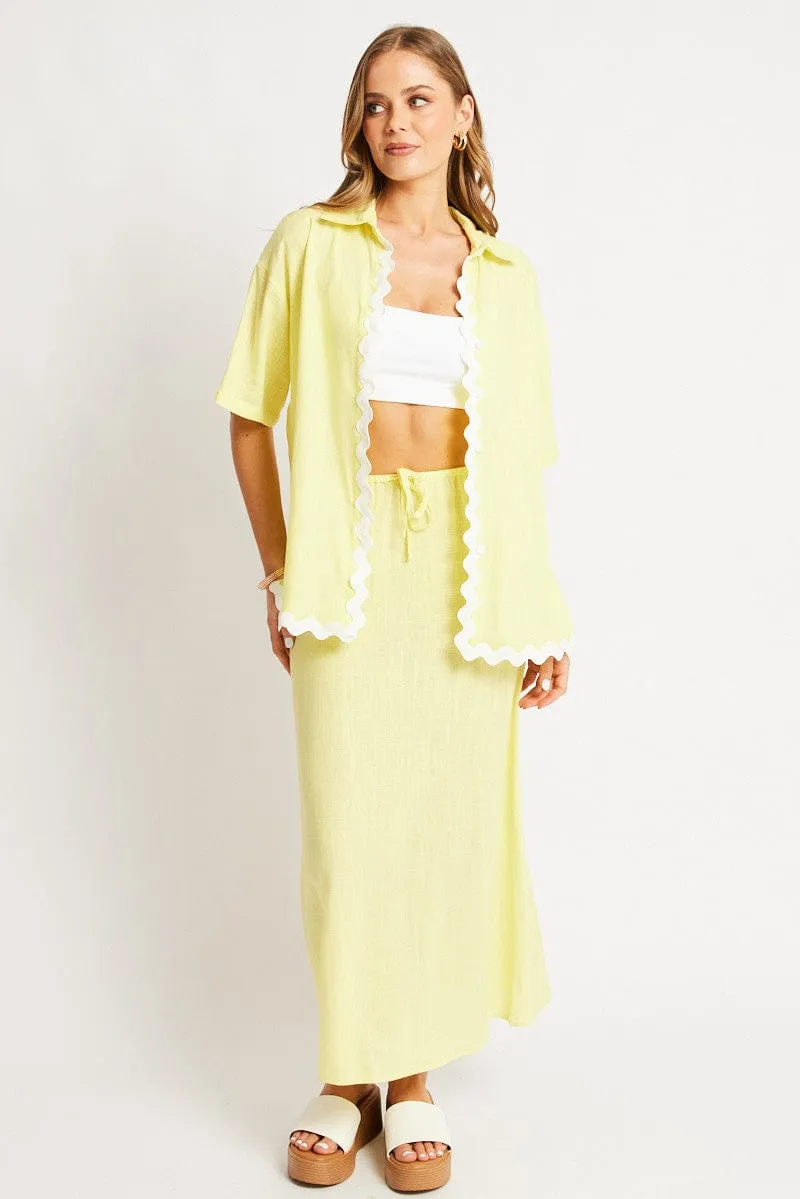 Yellow Midaxi Skirt Relaxed Fit Elastic Waist sold by Ally Fashion product image thumbnail 2
