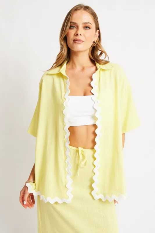 Yellow Relaxed Shirt Short Sleeve Ric Rac sold by Ally Fashion