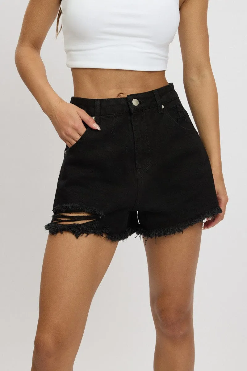 Black Relaxed Short High Rise sold by Ally Fashion