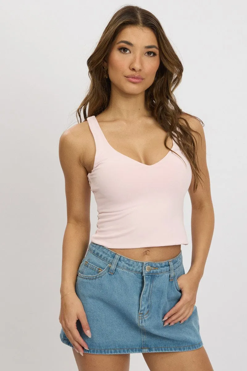 Pink Tank Top V Neck Supersoft sold by Ally Fashion product image thumbnail 3