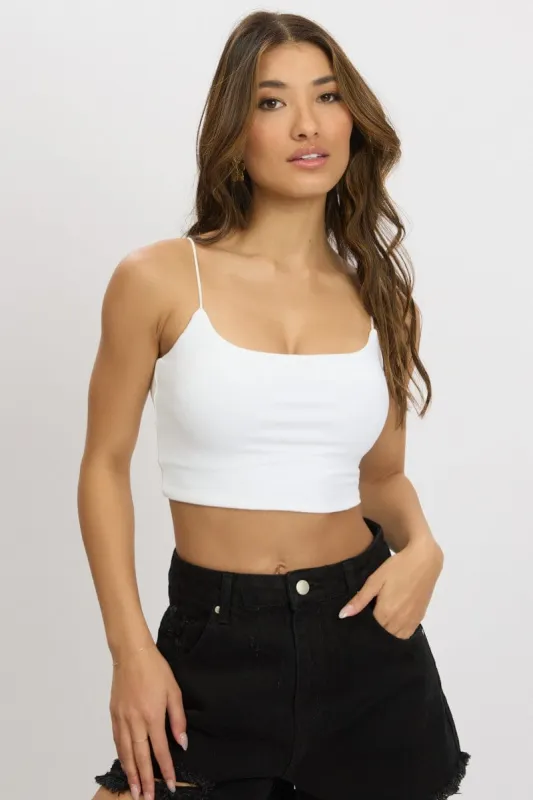 White Cropped Cami Top Supersoft sold by Ally Fashion