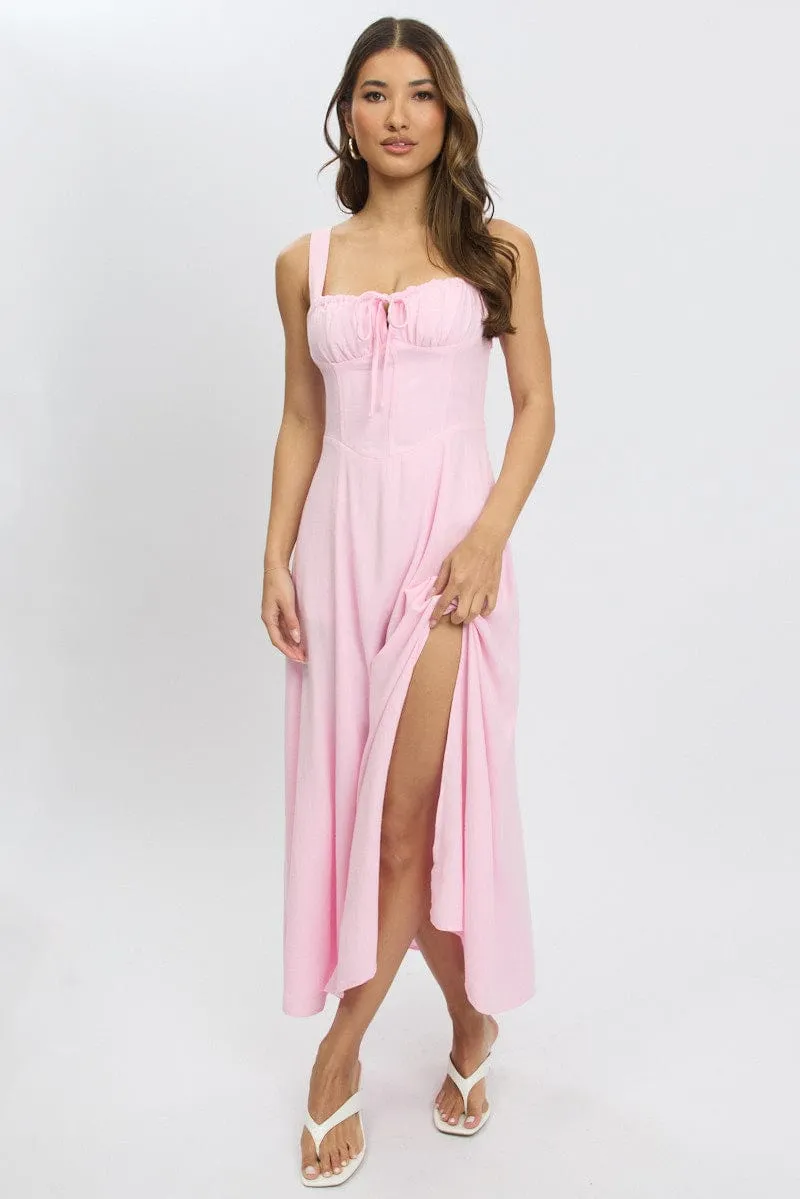 Pink Maxi Dress Corset Detailed sold by Ally Fashion