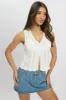 White Crochet Knit Vest V Neck sold by Ally Fashion