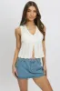 White Crochet Knit Vest V Neck sold by Ally Fashion