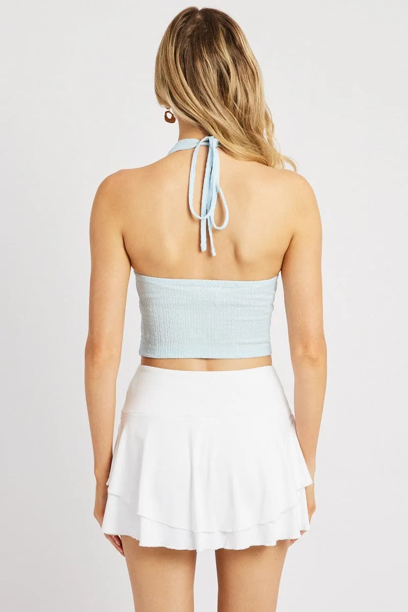 Blue Halter Neck Top Textured sold by Ally Fashion product image thumbnail 4