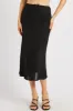 Black Slip Skirt High Rise Elastic Waist Midi sold by Ally Fashion