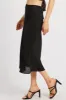 Black Slip Skirt High Rise Elastic Waist Midi sold by Ally Fashion