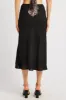 Black Slip Skirt High Rise Elastic Waist Midi sold by Ally Fashion