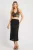 Black Slip Skirt High Rise Elastic Waist Midi sold by Ally Fashion