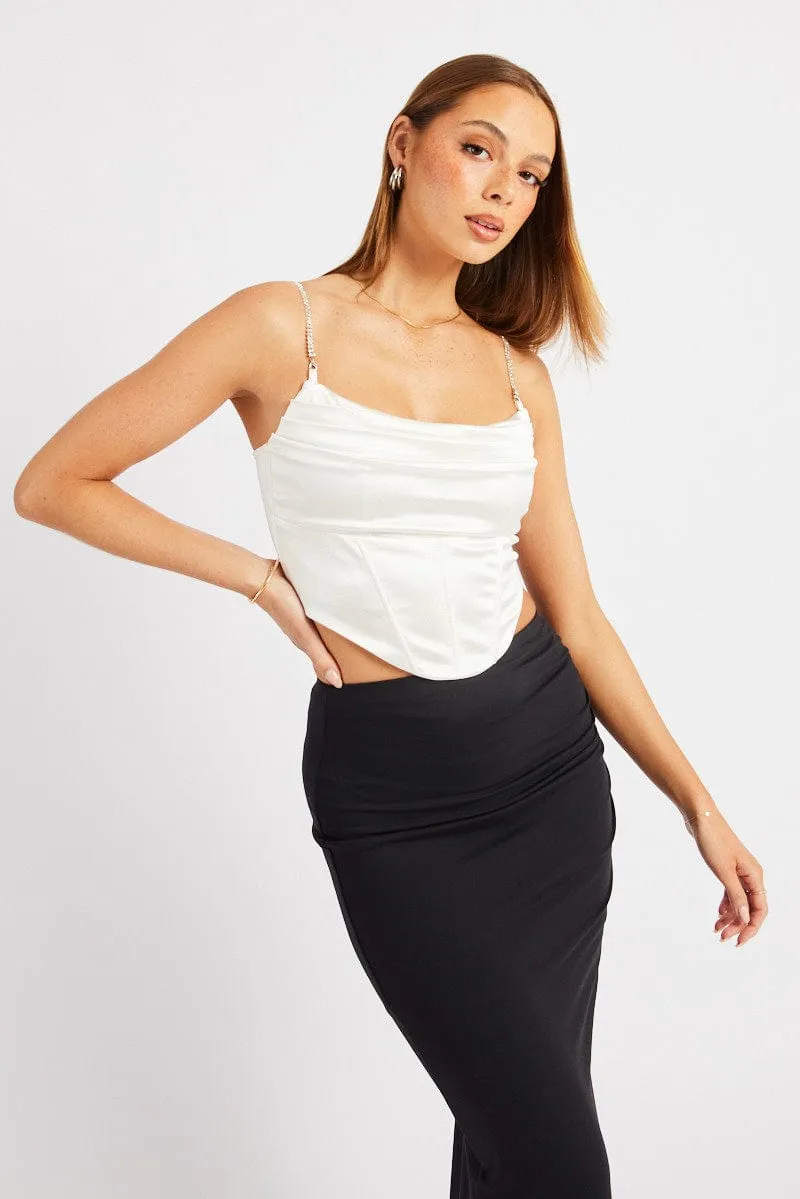 White Satin Cowl Cami Top sold by Ally Fashion