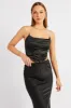 Black Satin Cowl Cami Top sold by Ally Fashion