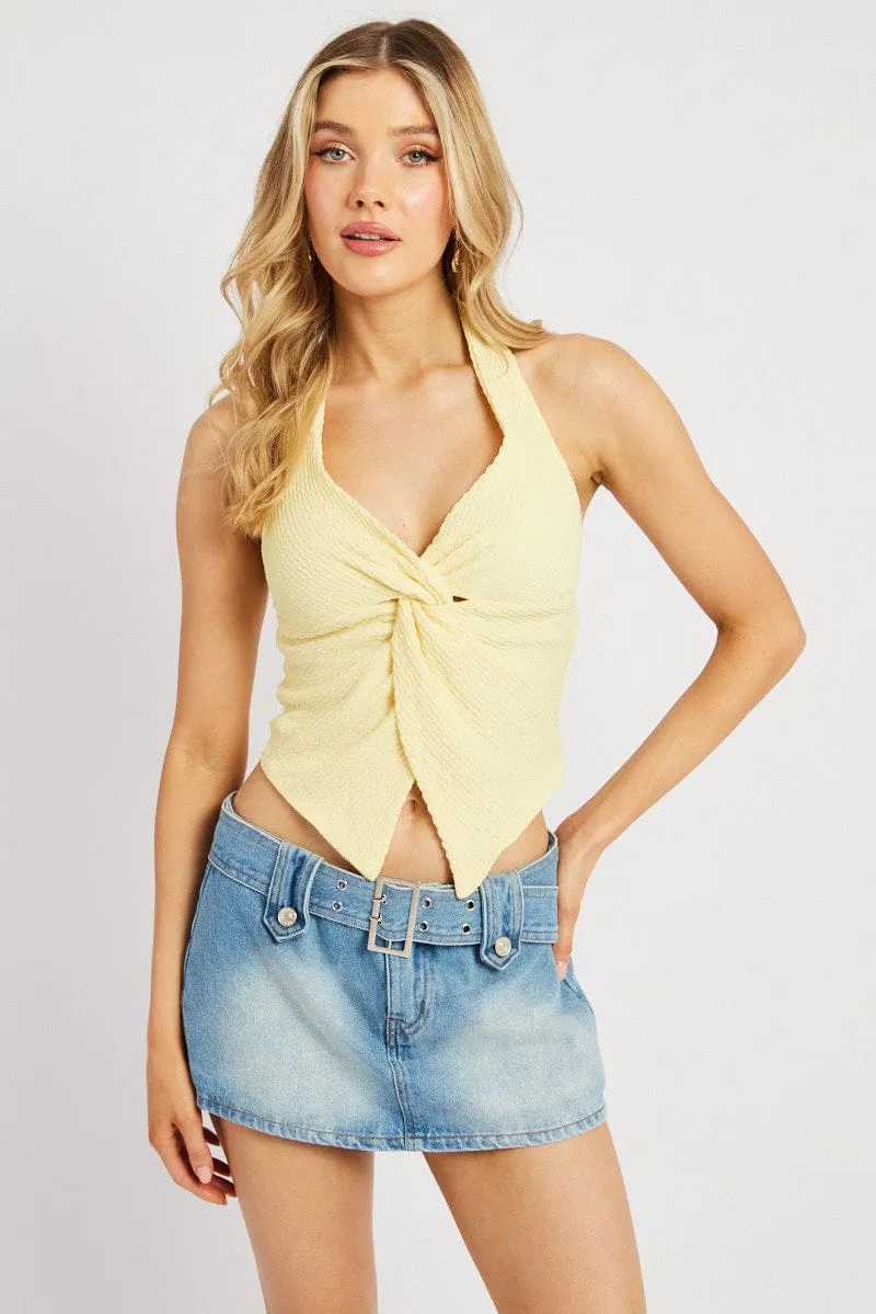 Yellow Halter Neck Top Textured sold by Ally Fashion
