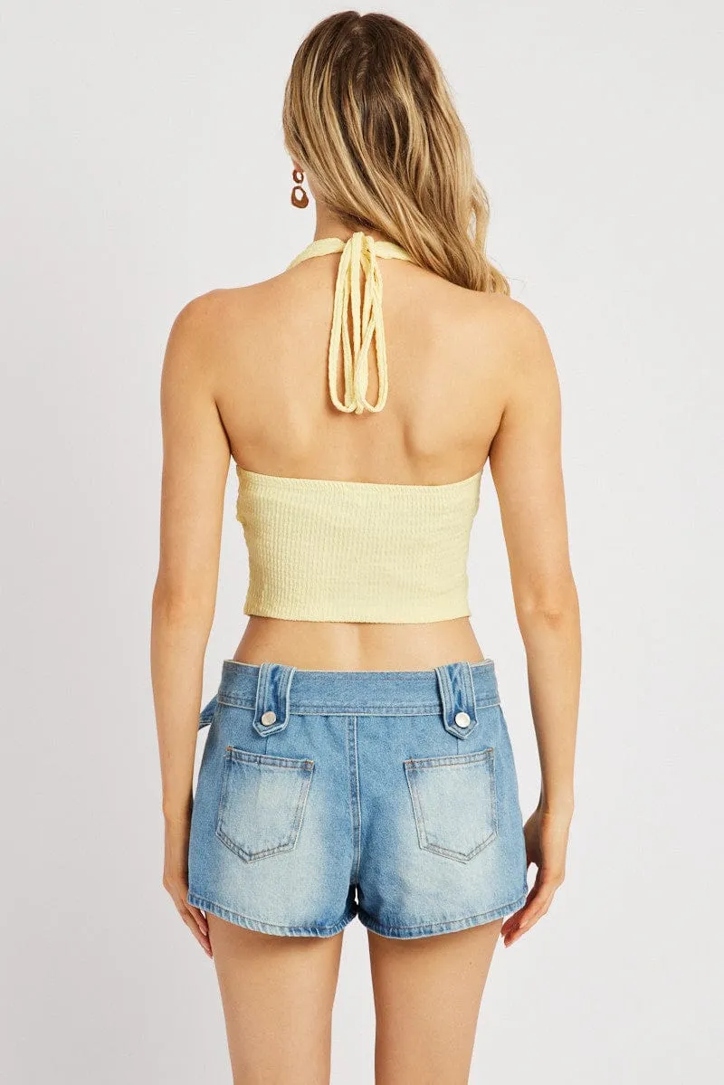 Yellow Halter Neck Top Textured sold by Ally Fashion product image thumbnail 5