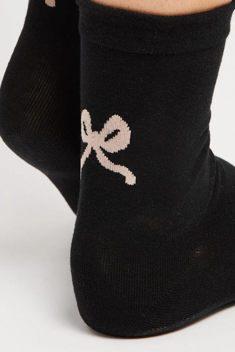 Black Bow Print Socks sold by Ally Fashion product image thumbnail 2