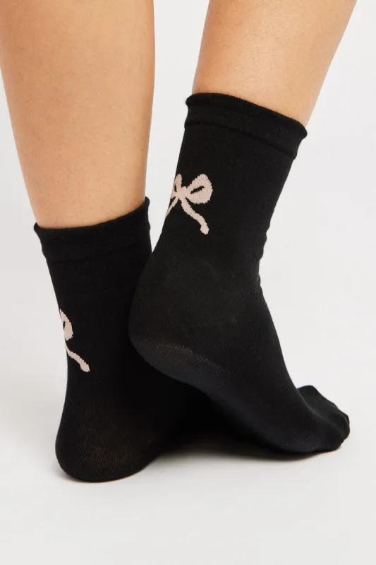Black Bow Print Socks sold by Ally Fashion