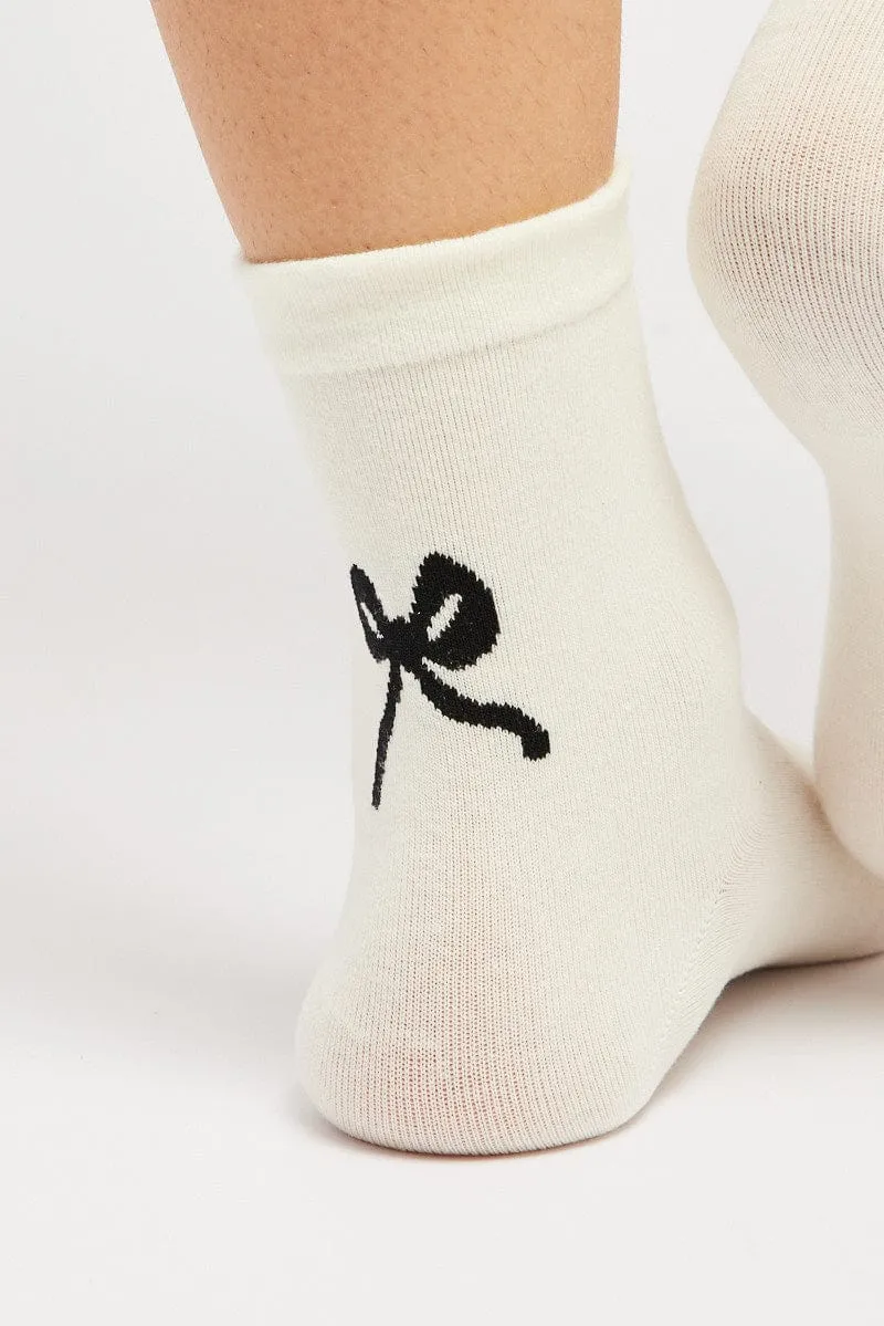 White Bow Print Socks sold by Ally Fashion product image thumbnail 2