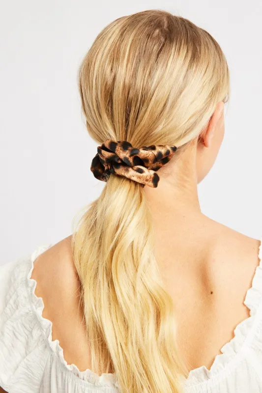 Brown Animal Print Leopard Print Scrunchie sold by Ally Fashion