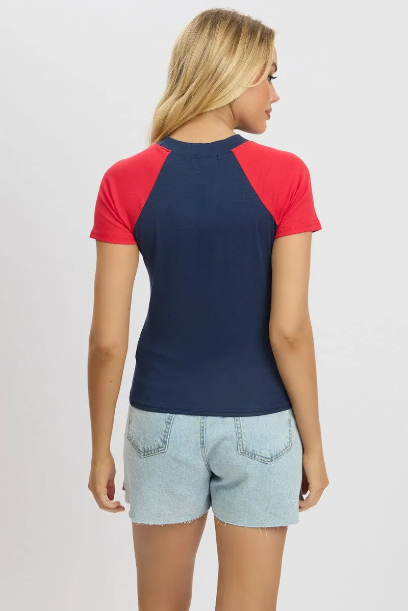 Blue Graphic Tee Short Sleeve sold by Ally Fashion product image thumbnail 5