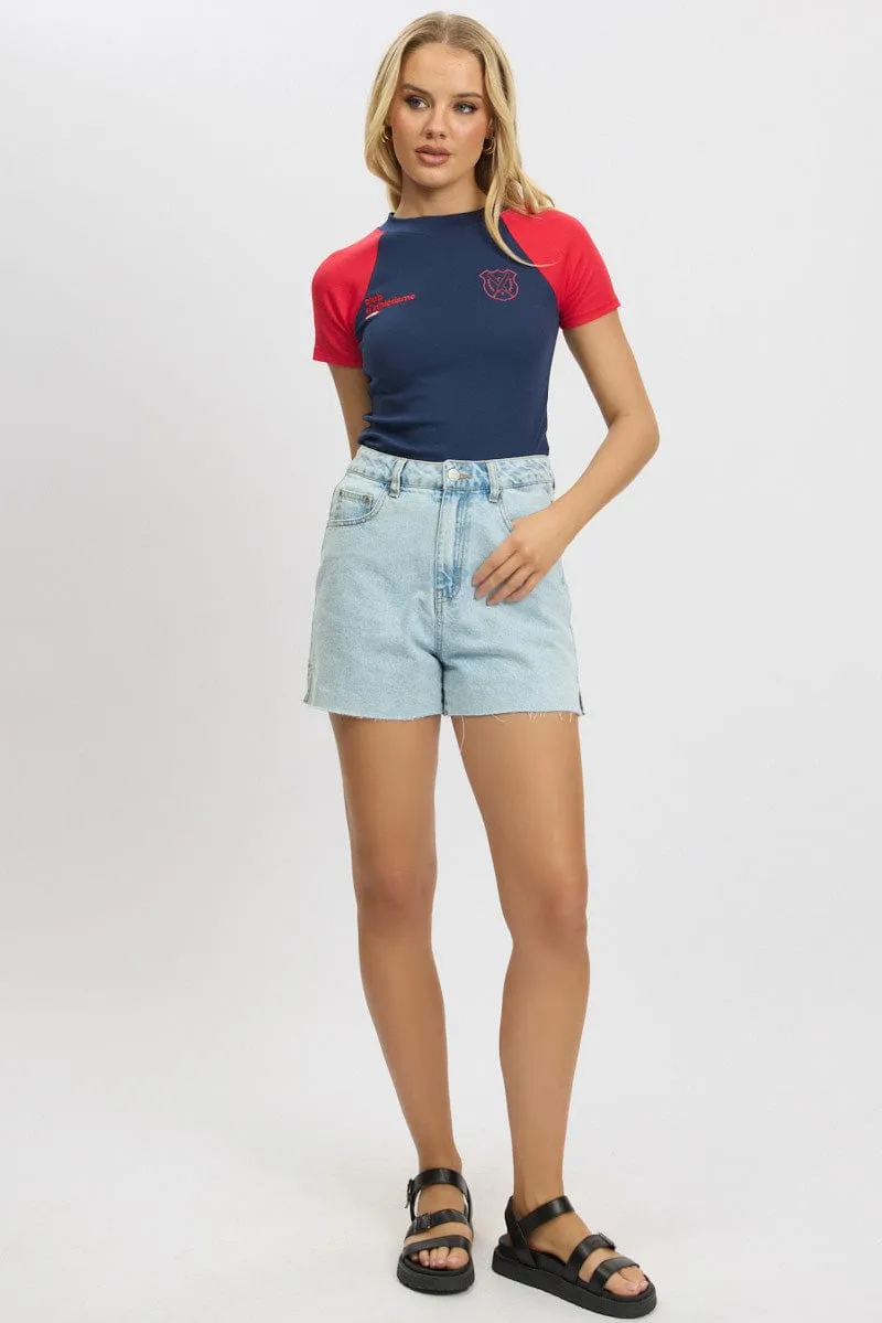 Blue Graphic Tee Short Sleeve sold by Ally Fashion product image thumbnail 2